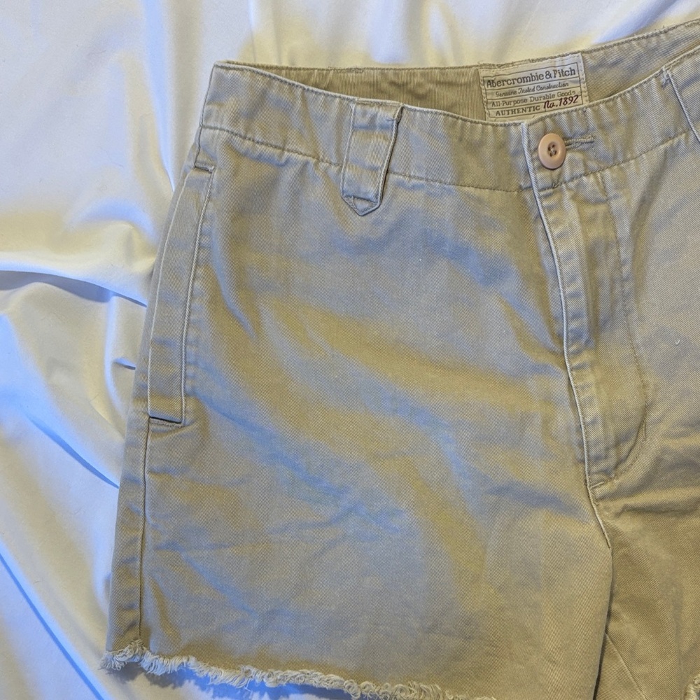 Y2K Vintage Abercrombie & Fitch Khaki Camp Counselor Aesthetic Raw Edge Shorts